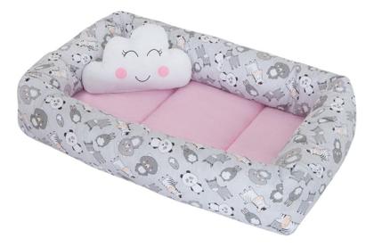 Imagem de Ninho Redutor De Berço Bichinhos Cinza Com Rosa