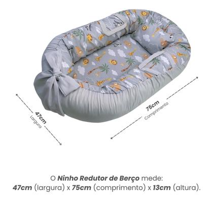 Imagem de Ninho Redutor de Berço Para Bebe Recem Nascido Capa Removivel com Zíper Com Alça 100% Algodão