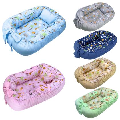 Imagem de Ninho Redutor de Berço Para Bebe Recem Nascido Capa Removivel com Zíper Com Alça 100% Algodão