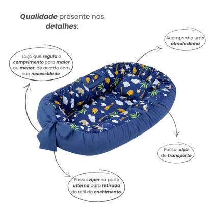 Imagem de Ninho Redutor de Berço Para Bebe Recem Nascido Capa Removivel com Zíper Com Alça 100% Algodão