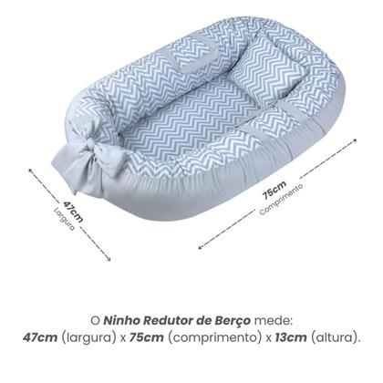 Imagem de Ninho Redutor de Berço Para Bebe Recem Nascido Capa Removivel com Zíper Com Alça 100% Algodão
