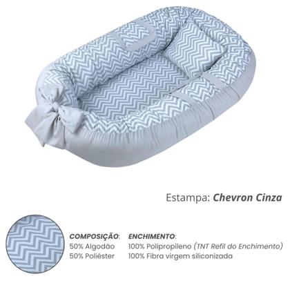 Imagem de Ninho Redutor de Berço Para Bebe Recem Nascido Capa Removivel com Zíper Com Alça 100% Algodão