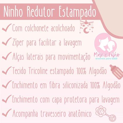 Imagem de Ninho Redutor para Bebê Berço 100% Algodão - Mãe e Filho Enxovais
