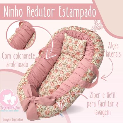 Imagem de Ninho Redutor para Bebê Berço 100% Algodão - Mãe e Filho Enxovais