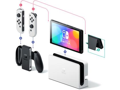 Nintendo Switch OLED 64GB Branco - 1 Par de Controles Joy-Con 7.0