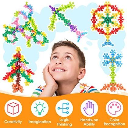 Imagem de NiToy 300PCS floco de neve intertravamento Brinquedo de bloco de construção com estojo de transporte para crianças, Multi-Color Early Learning Criatividade educacional STEM Toy Solid Plastic Disc Material Seguro para Meninos e Meninas Idades 3+