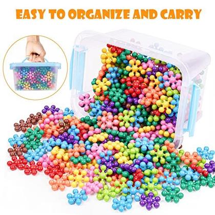 Imagem de NiToy 300PCS floco de neve intertravamento Brinquedo de bloco de construção com estojo de transporte para crianças, Multi-Color Early Learning Criatividade educacional STEM Toy Solid Plastic Disc Material Seguro para Meninos e Meninas Idades 3+