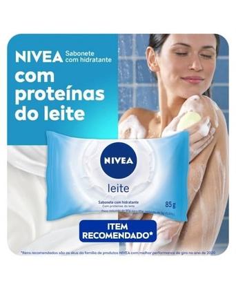 Imagem de NIVEA Sabonete em Barra Leite 85g, Limpeza Suave, Banho, Pele Macia e Hidratada, Nutrientes do Leite, Uso Diário, Todas as Peles