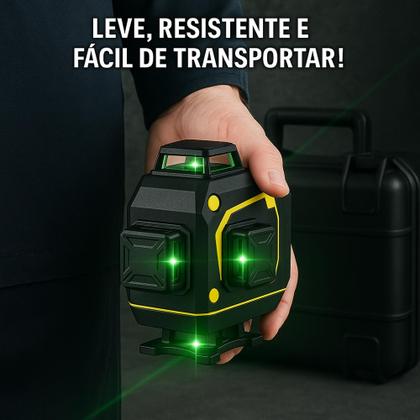 Imagem de Nível A Laser 12 Linhas 40m 3D Verde Recarregável 2 Baterias Com Maleta Reforçada