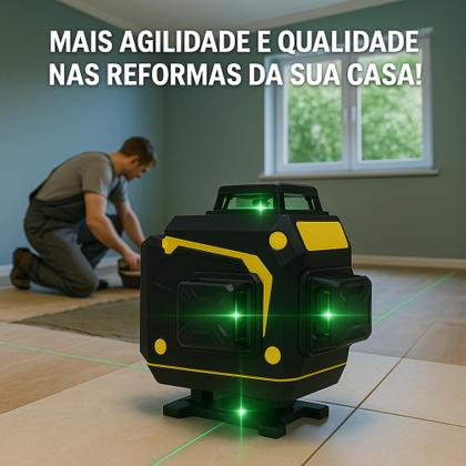 Imagem de Nível A Laser 12 Linhas 40m 3D Verde Recarregável 2 Baterias Com Maleta Reforçada