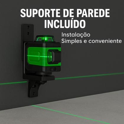 Imagem de Nível A Laser 12 Linhas 40m 3D Verde Recarregável 2 Baterias Com Maleta Reforçada