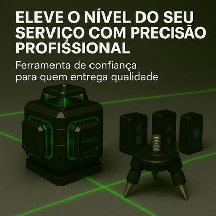 Imagem de Nível A Laser 12 Linhas 40m 3D Verde Recarregável 2 Baterias Com Maleta Reforçada