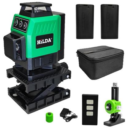 Imagem de Nível A Laser 16 Linhas Verde Hilda 2 Baterias Controle Suporte Elevatória Suporte Magnético De Parede Tripé 2,1 metros