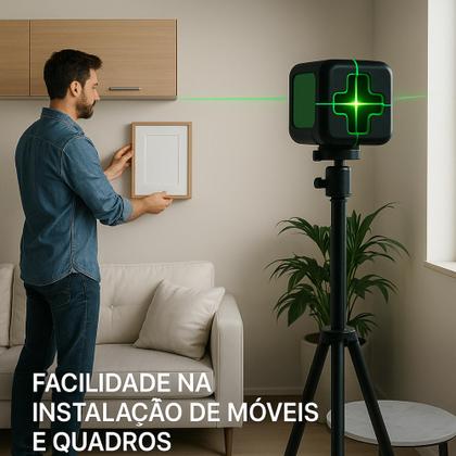 Imagem de Nível a Laser 2 Linhas Profissional Portátil Bateria Recarregável Autonivelante Com Tripé de 2,18M