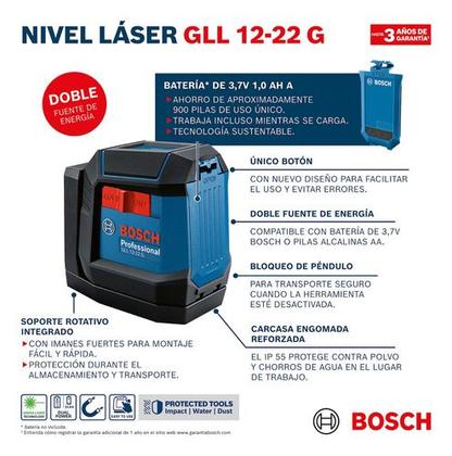 Imagem de Nivel A Laser 2 Linhas Verdes Bosch Gll 12-22 G 12 Metros