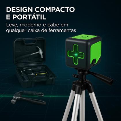 Imagem de Nível A Laser 25m Verde 2 Linhas Com Esquadro E Tripé Profissional Com Suporte Para Parede