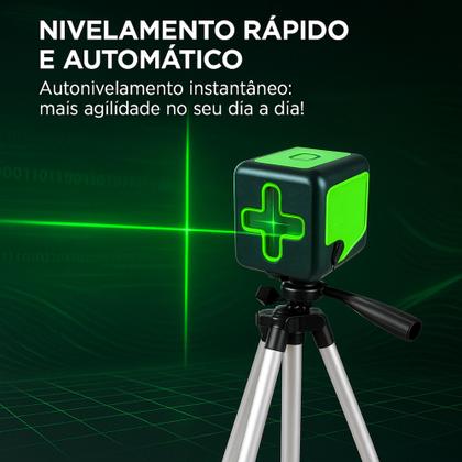 Imagem de Nível A Laser 25m Verde 2 Linhas Com Esquadro E Tripé Profissional Com Suporte Para Parede