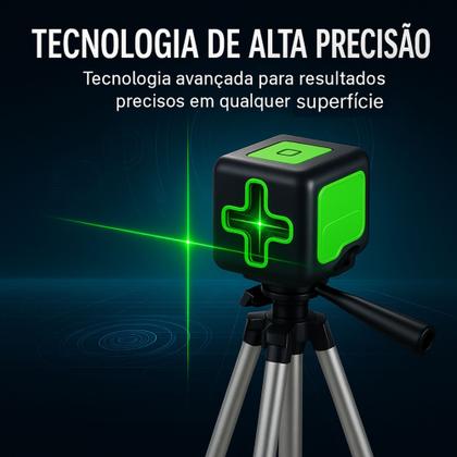 Imagem de Nível A Laser 25m Verde 2 Linhas Com Esquadro E Tripé Profissional Com Suporte Para Parede