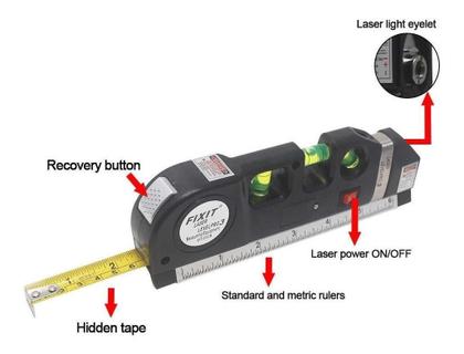 Imagem de Nivel A Laser 3 Linhas Trena Régua Nivelador Profissional