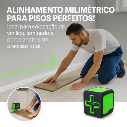 Imagem de Nível A Laser 30m Verde 2 Linhas Com Esquadro E Suporte Para Parede
