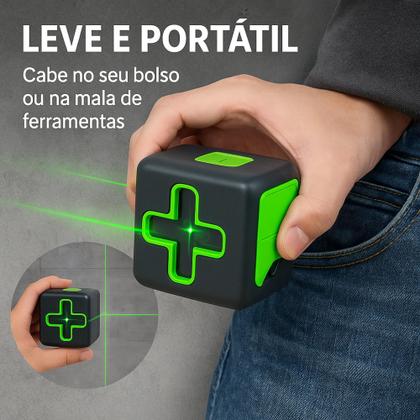 Imagem de Nível A Laser 30m Verde 2 Linhas Com Esquadro E Suporte Para Parede