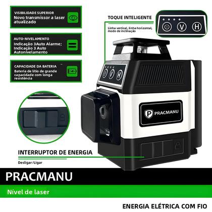 Imagem de Nível a Laser 3D Pracmanu - 12 Linhas Verdes, Auto Nivelante, Horizontal e Vertical