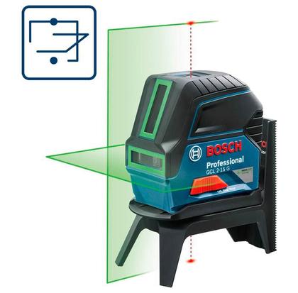 Imagem de Nível à Laser de Linhas GCL 2-15 G (Linha Verde) c/ Maleta. Base Magnética e Clipe de Teto BOSCH