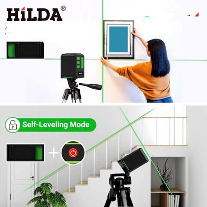 Imagem de NIVEL A LASER Hilda 2 linha A ferramenta Para  construção com  luz verde e cruz
