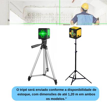 Imagem de Nível A Laser Profissional Verde 20m Teto Parede 2 Linhas Recarregável Com Tripé Verde Ou Amarelo