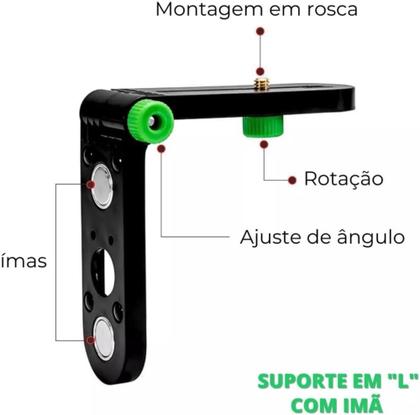Imagem de Nível A Laser Profissional Verde 20m Teto Parede 2 Linhas Recarregável Com Tripé Verde Ou Amarelo