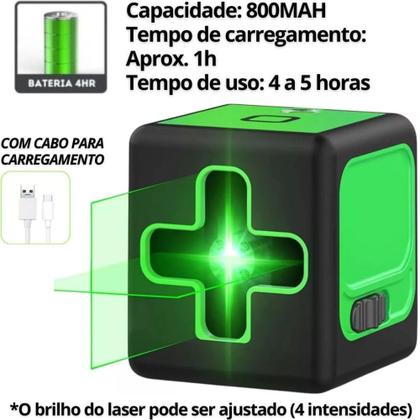 Imagem de Nível A Laser Profissional Verde 20m Teto Parede 2 Linhas Recarregável Com Tripé Verde Ou Amarelo