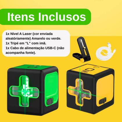 Imagem de Nível A Laser Profissional Verde 20m Teto Parede 2 Linhas Recarregável Com Tripé Verde Ou Amarelo