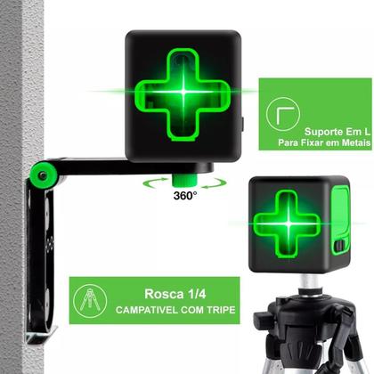Imagem de Nível A Laser Verde 20m 2 Linhas Esquadro Tripé E Suporte De Parede Profissional
