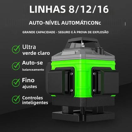 Imagem de Nível a Laser Verde 360 graus Ferramenta De Nivelamento Automático 8/12 Linhas Para Construção DIY