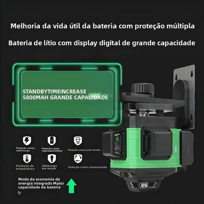 Imagem de Nível a Laser Verde 360 graus Ferramenta De Nivelamento Automático 8/12 Linhas Para Construção DIY
