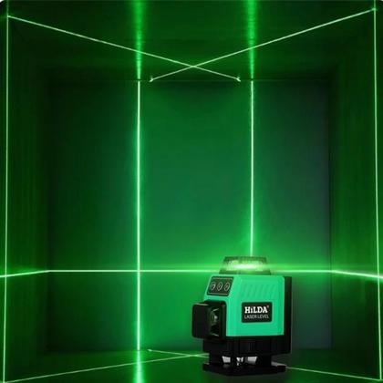 Imagem de Nível a Laser Verde Hilda - 16 Linhas Autonivelantes, Feixe Poderoso 360° (Horizontal e Vertical)