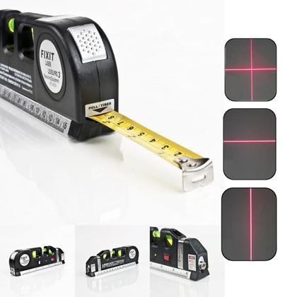 Imagem de Nivel Com Laser E Trena Nivelador Régua Com Fita Métrica