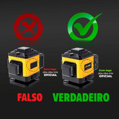 Imagem de Nível Laser 3D 12 Linhas Oba Oba Mix Laser Verde Recarregável 2 Baterias 2400mAh controle