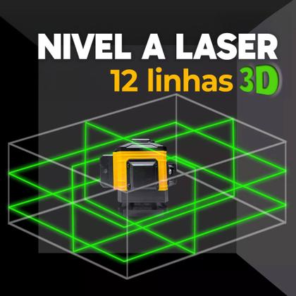Imagem de Nível Laser 3D 12 Linhas Oba Oba Mix Laser Verde Recarregável 2 Baterias 2400mAh controle