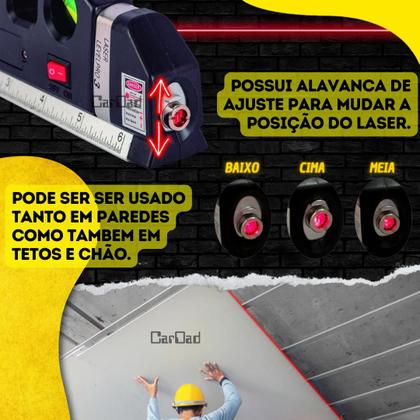 Imagem de Nível Laser 4 Linhas Cruz Trena Regua Nivelador Profissional