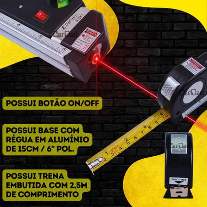 Imagem de Nível Laser 4 Linhas Cruz Trena Regua Nivelador Profissional