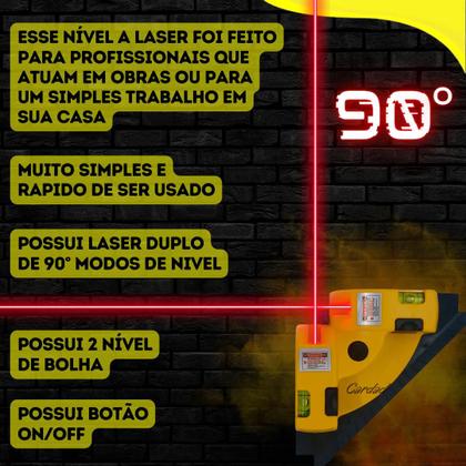 Imagem de Nivel Laser 90 Graus Horizontal Vertical Esquadro Prumo 10m