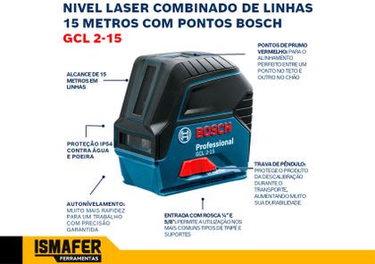 Imagem de Nivel Laser Combinado De Linhas 15 Metros Com Pontos Bosch Gcl 2-15 Com Case