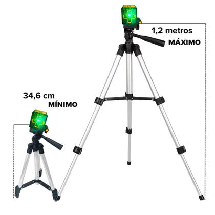 Imagem de Nível Laser Portátil Verde 20m Teto Parede 2 Linhas Recarregável Com Tripé Multiuso Profissional