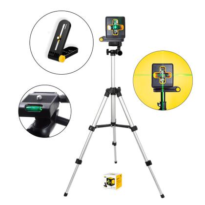 Imagem de Nível Laser Portátil Verde 20m Teto Parede 2 Linhas Recarregável Com Tripé Multiuso Profissional