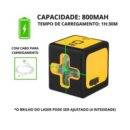 Imagem de Nível Laser Portátil Verde 20m Teto Parede 2 Linhas Recarregável Com Tripé Multiuso Profissional