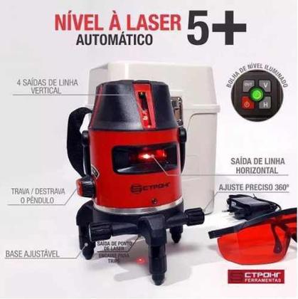 Imagem de Nível Laser Prof Automático - 5 Linhas Com Maleta Strong