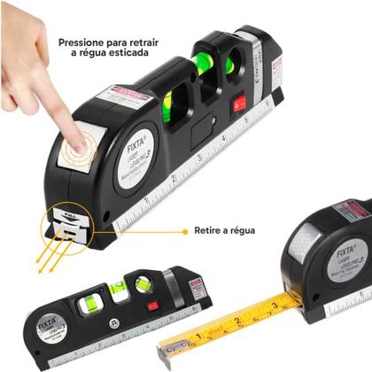Imagem de Nível Laser Trena 2,5m Nivelador Linha Ajustável Alcance Até 8 Metros