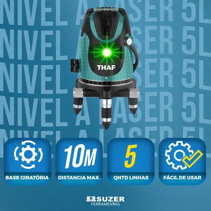 Imagem de Nível Laser Verde 5 Linhas Robusto Uso Profissional+ Bateria