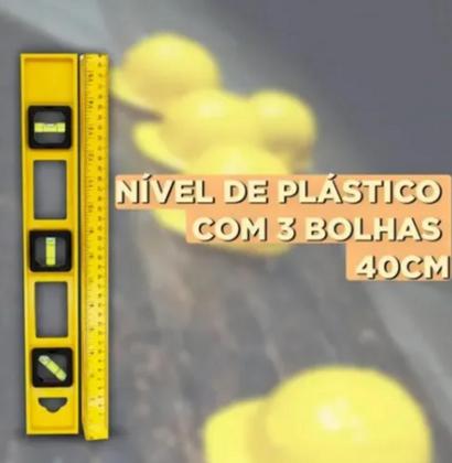 Imagem de Nível Plastico Reforçado 400mm 3 Bolhas Base Profissional